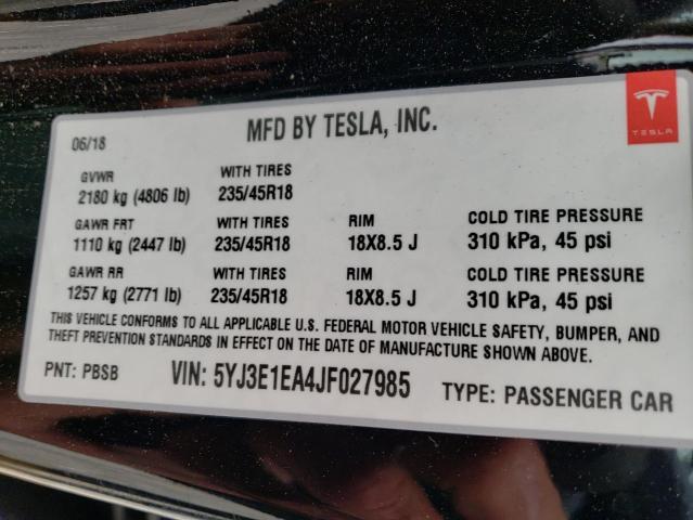 Photo 10 from auction – 2018 TESLA MODEL 3 with VIN 5YJ3E1EA4JF027985