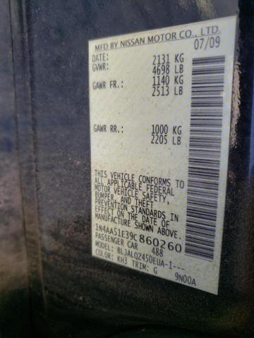 Photo 10 from auction – 2009 NISSAN MAXIMA S with VIN 1N4AA51E39C860260