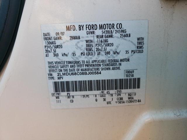 Photo 10 from auction – 2008 LINCOLN MKX with VIN 2LMDU68C08BJ00584