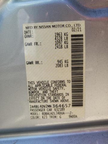 Photo 10 from auction – 2021 NISSAN ALTIMA SV with VIN 1N4BL4DV2MN364657