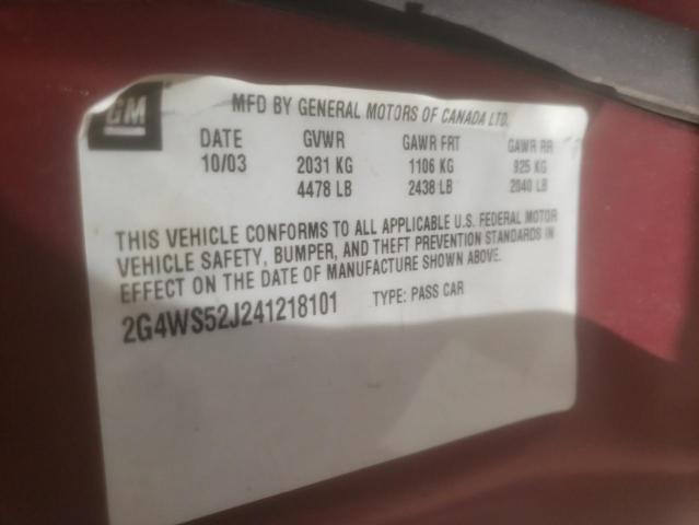 Photo 10 from auction – 2004 BUICK CENTURY CU with VIN 2G4WS52J241218101