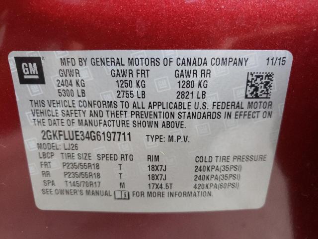Photo 10 from auction – 2016 GMC TERRAIN with VIN 2GKFLUE34G6197711