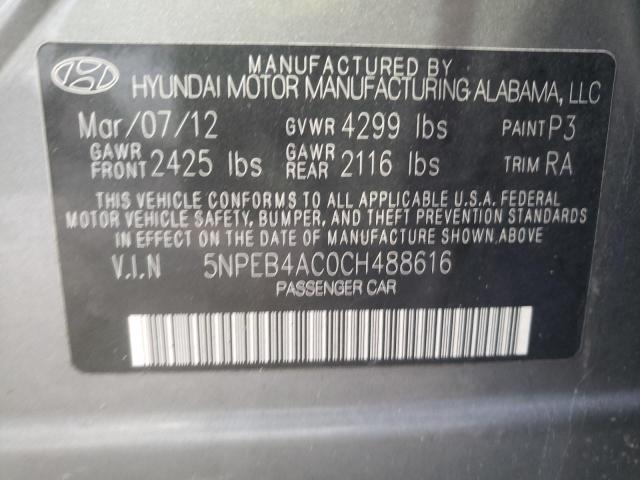Photo 10 from auction – 2012 HYUNDAI SONATA GLS with VIN 5NPEB4AC0CH488616