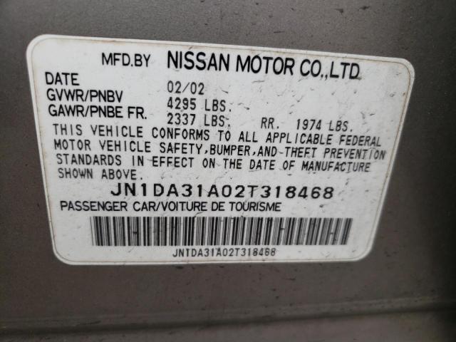 Photo 10 from auction – 2002 NISSAN MAXIMA GLE with VIN JN1DA31A02T318468