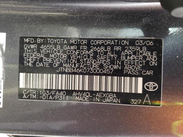 Photo 10 from auction – 2007 TOYOTA CAMRY HYBR with VIN JTNBB46K073000457