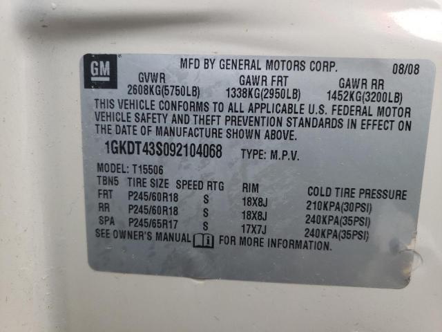 Photo 10 from auction – 2009 GMC ENVOY SLT with VIN 1GKDT43S092104068