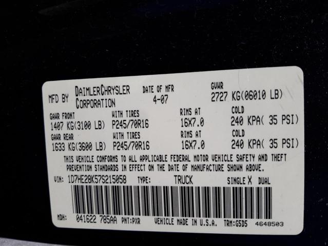 Photo 10 from auction – 2007 DODGE DAKOTA QUA with VIN 1D7HE28K57S215058