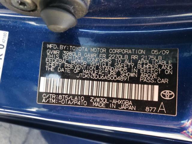 Photo 10 from auction – 2010 TOYOTA PRIUS with VIN JTDKN3DU6A5004891