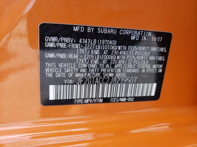 Photo 10 from auction – 2018 SUBARU CROSSTREK with VIN JF2GTACC2J8239507