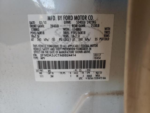 Photo 10 from auction – 2010 FORD EDGE SEL with VIN 2FMDK3JC7ABB24414