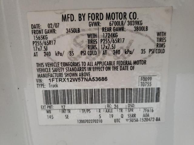 Photo 10 from auction – 2007 FORD F150 with VIN 1FTRX12W57NA53686