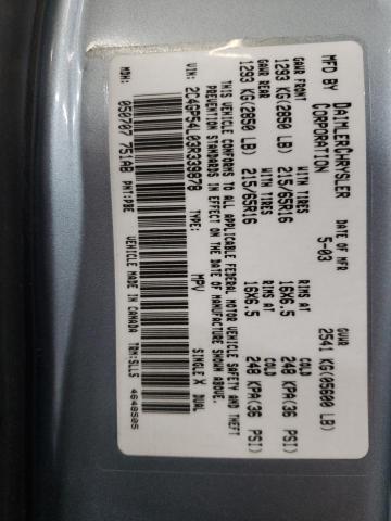 Photo 10 from auction – 2003 CHRYSLER TOWN & COU with VIN 2C4GP54L03R339878