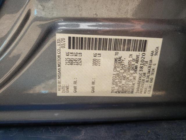 Photo 10 from auction – 2020 NISSAN MAXIMA SR with VIN 1N4AA6EVXLC381020