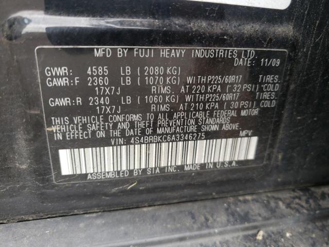 Photo 10 from auction – 2010 SUBARU OUTBACK 2. with VIN 4S4BRBKC6A3346275