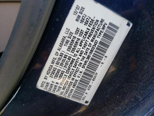 Photo 10 from auction – 2008 HONDA ODYSSEY EX with VIN 5FNRL38618B023437