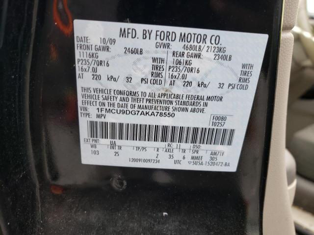 Photo 10 from auction – 2010 FORD ESCAPE XLT with VIN 1FMCU9DG7AKA78550