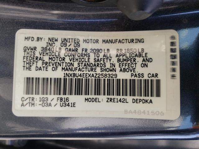 Photo 10 from auction – 2010 TOYOTA COROLLA BA with VIN 1NXBU4EEXAZ258329