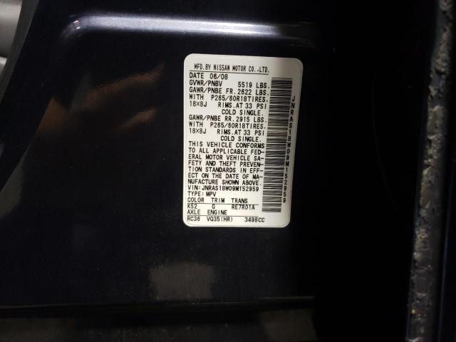 Photo 10 from auction – 2009 INFINITI FX35 with VIN JNRAS18W09M152959