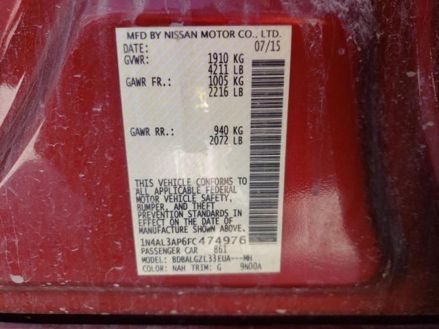 Photo 10 from auction – 2015 NISSAN ALTIMA 2.5 with VIN 1N4AL3AP6FC474976