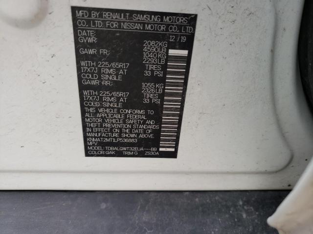 Photo 10 from auction – 2020 NISSAN ROGUE S with VIN KNMAT2MT1LP536883