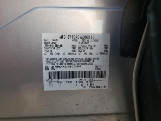 Photo 10 from auction – 2017 FORD EDGE TITAN with VIN 2FMPK4K93HBC03305