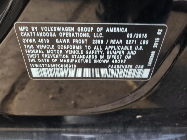 Photo 10 from auction – 2015 VOLKSWAGEN PASSAT S with VIN 1VWAT7A39FC085910