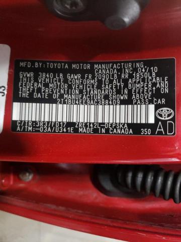 صورة رقم 10 من المزاد - 2010 TOYOTA COROLLA BA مع VIN 2T1BU4EE9AC388409