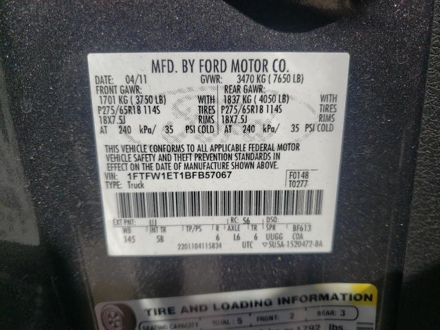 Photo 10 from auction – 2011 FORD F150 SUPER with VIN 1FTFW1ET1BFB57067