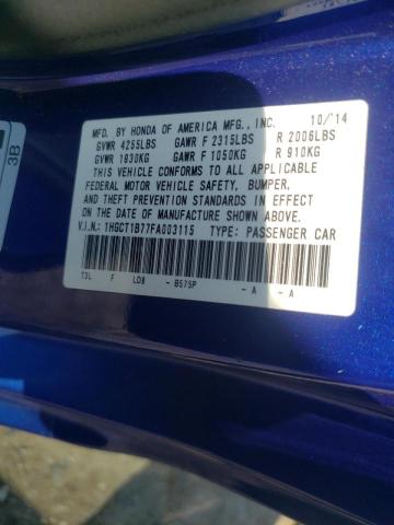 Photo 10 from auction – 2015 HONDA ACCORD EX with VIN 1HGCT1B77FA003115