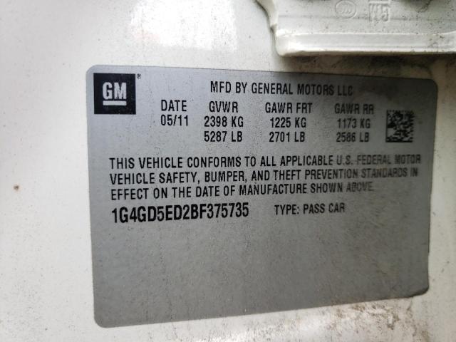 Photo 10 from auction – 2011 BUICK LACROSSE C with VIN 1G4GD5ED2BF375735