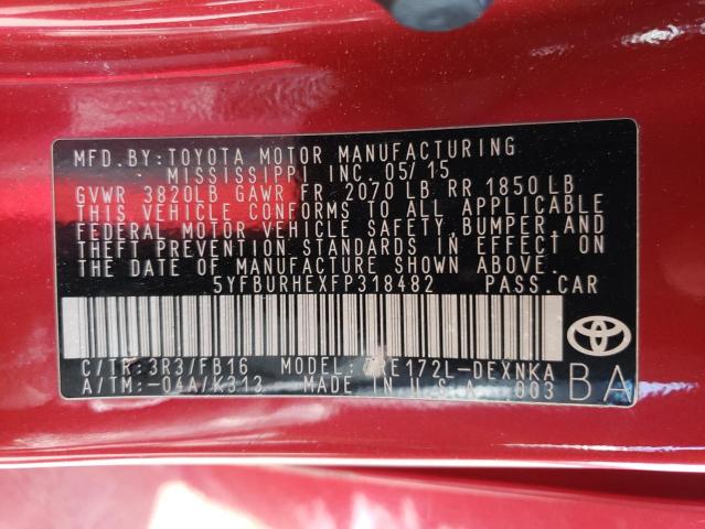 Photo 10 from auction – 2015 TOYOTA COROLLA L with VIN 5YFBURHEXFP318482