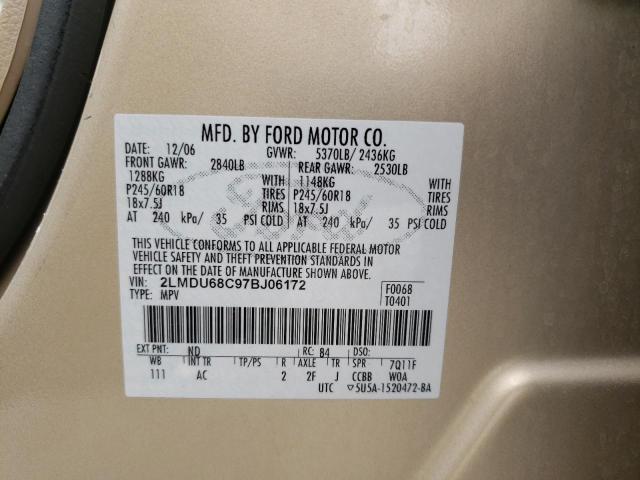 Photo 10 from auction – 2007 LINCOLN MKX with VIN 2LMDU68C97BJ06172