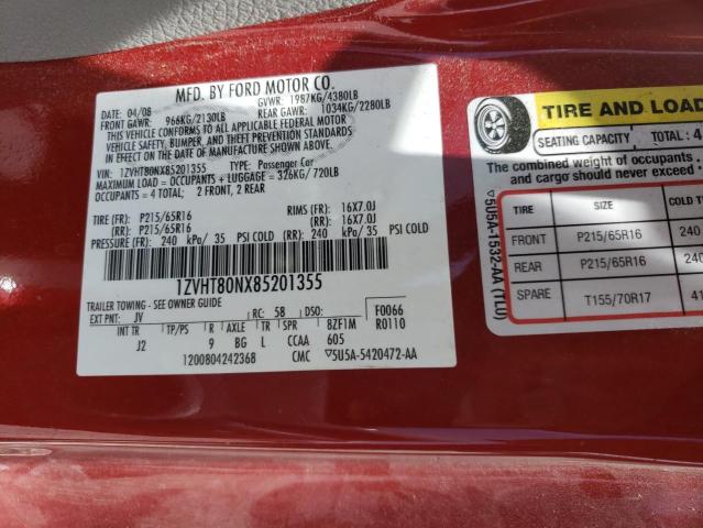 Photo 10 from auction – 2008 FORD MUSTANG with VIN 1ZVHT80NX85201355