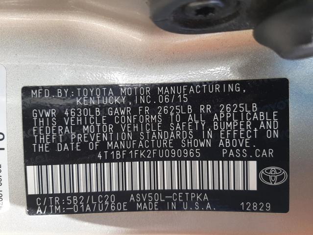 Photo 10 from auction – 2015 TOYOTA CAMRY LE with VIN 4T1BF1FK2FU090965