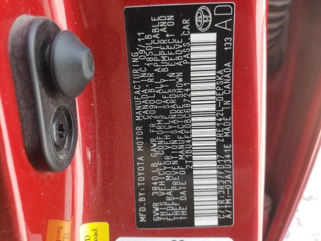 Photo 10 from auction – 2011 TOYOTA COROLLA BA with VIN 2T1BU4EE0BC687241