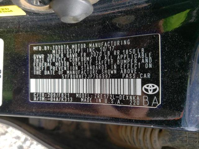 Photo 10 from auction – 2018 TOYOTA COROLLA L with VIN 5YFBURHE2JP766997
