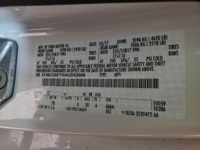 Photo 10 from auction – 2017 FORD ESCAPE S with VIN 1FMCU0F7XHUD52606