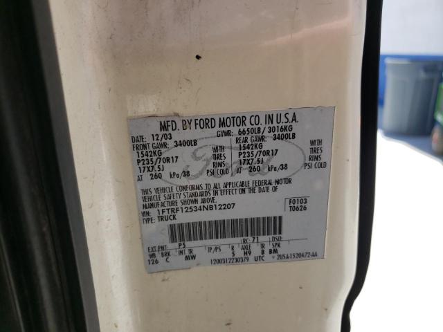 Photo 10 from auction – 2004 FORD F150 with VIN 1FTRF12534NB12207