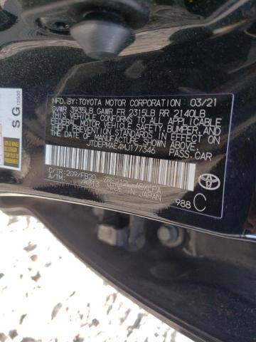 Photo 10 from auction – 2021 TOYOTA COROLLA LE with VIN JTDEPMAE4MJ177346