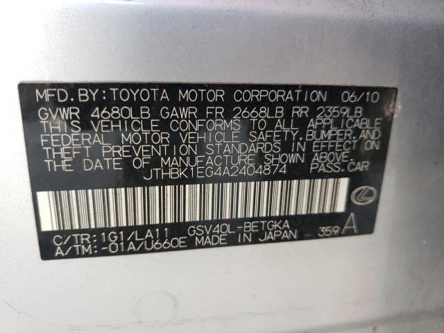 Zdjęcie 10 z aukcji – 2010 LEXUS ES 350 z VIN JTHBK1EG4A2404874
