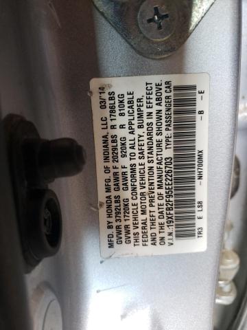 Photo 10 from auction – 2014 HONDA CIVIC EXL with VIN 19XFB2F95EE226703