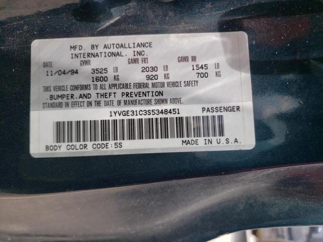 Photo 10 from auction – 1995 MAZDA MX-6 BASE with VIN 1YVGE31C3S5348451