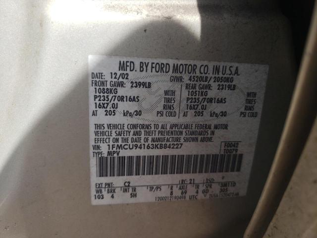 Photo 10 from auction – 2003 FORD ESCAPE LIM with VIN 1FMCU94163KB84227