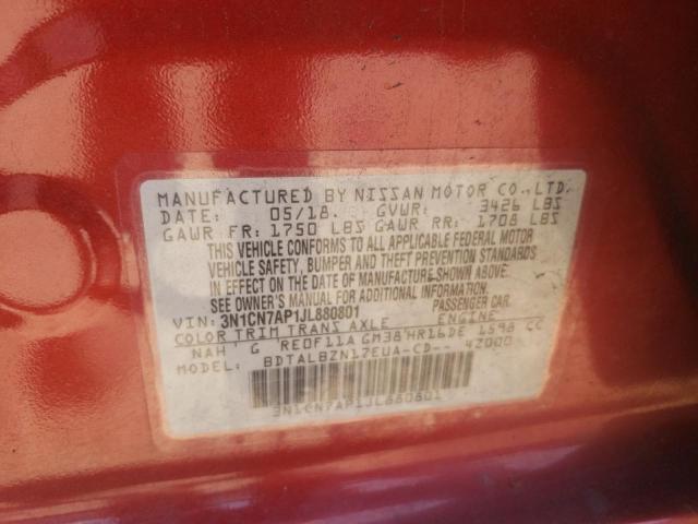 Photo 10 from auction – 2018 NISSAN VERSA S with VIN 3N1CN7AP1JL880801