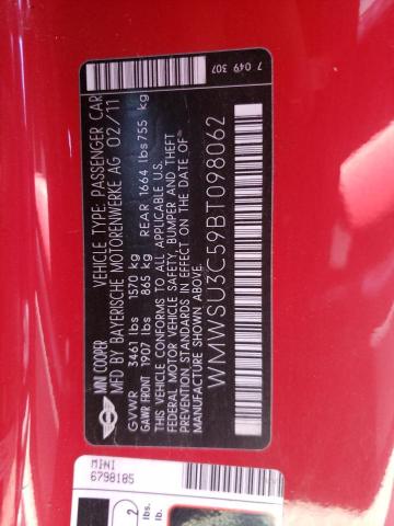 Photo 10 from auction – 2011 MINI COOPER with VIN WMWSU3C59BT098062