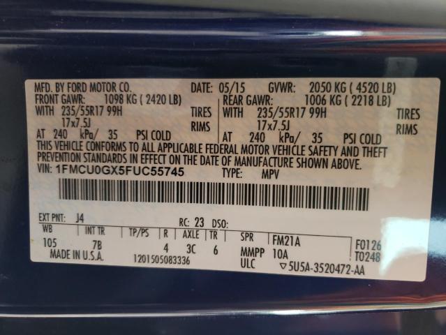Photo 10 from auction – 2015 FORD ESCAPE SE with VIN 1FMCU0GX5FUC55745