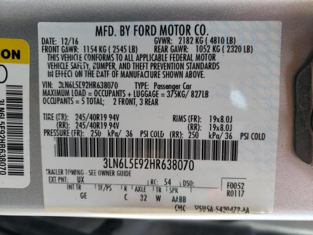 Photo 10 from auction – 2017 LINCOLN MKZ RESERV with VIN 3LN6L5E92HR638070