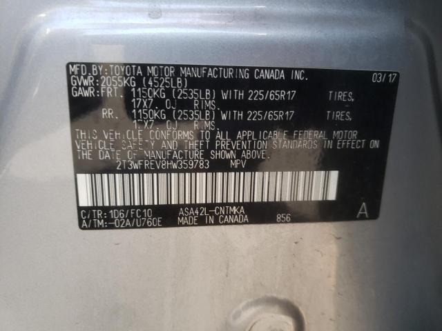Photo 10 from auction – 2017 TOYOTA RAV4 XLE with VIN 2T3WFREV8HW359783