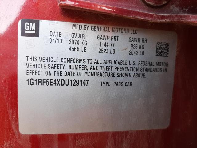 Photo 10 from auction – 2013 CHEVROLET VOLT with VIN 1G1RF6E4XDU129147