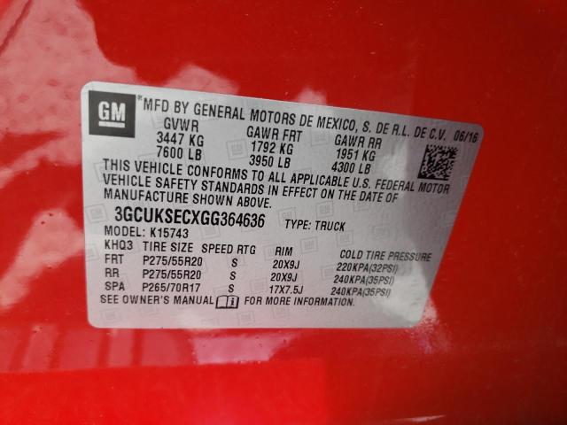 Photo 10 from auction – 2016 CHEVROLET SILVERADO with VIN 3GCUKSECXGG364636